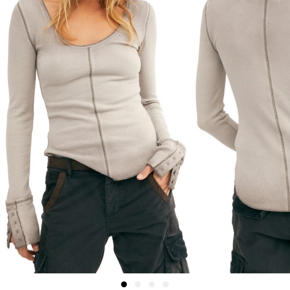 Free People Dark Side Fitted Cotton Blend Top in Grey